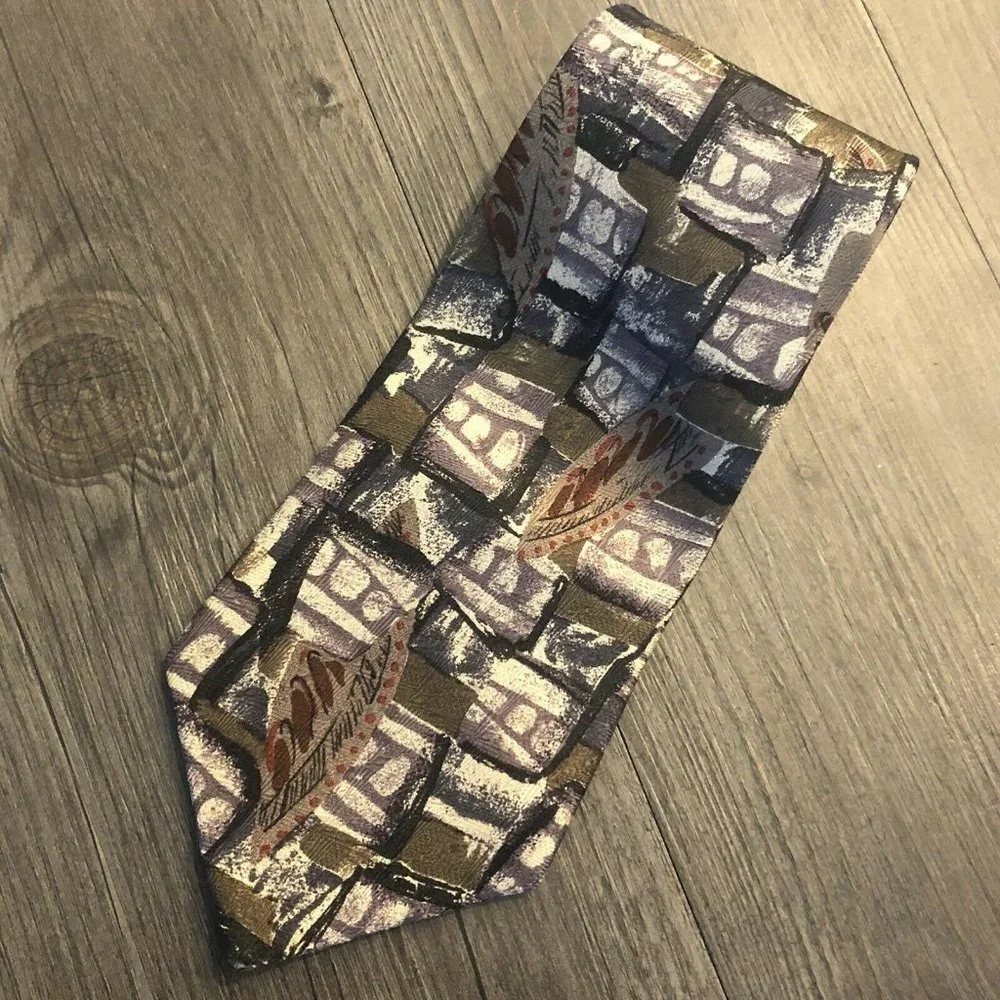 Omaggio 2 By Robert Talbott Italian Hand Sewn Silk Tie Geometric Fedora Print
